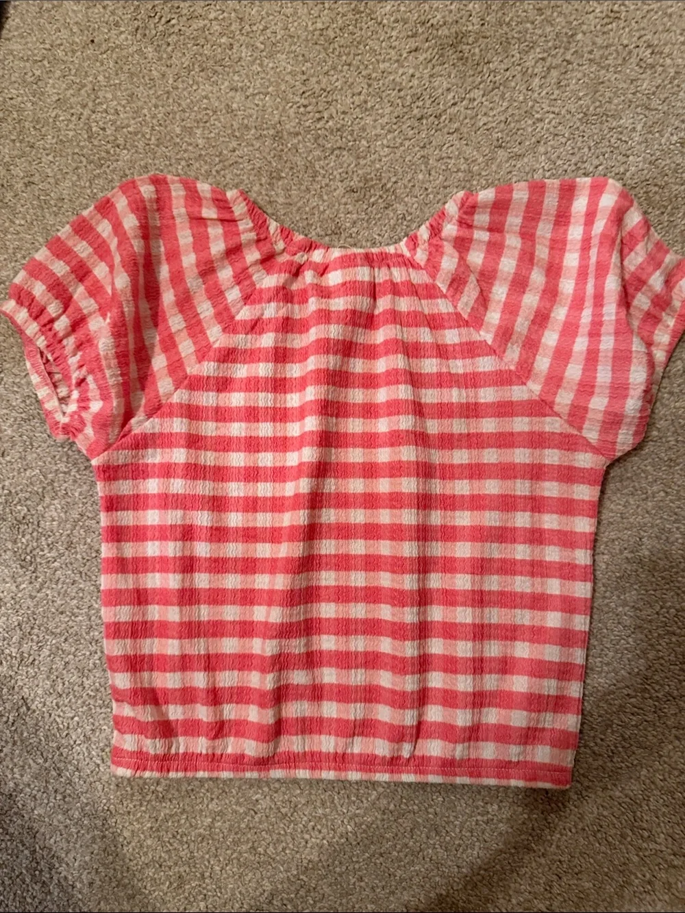 Zara Pink & White Gingham Short Sleeve Girls Top